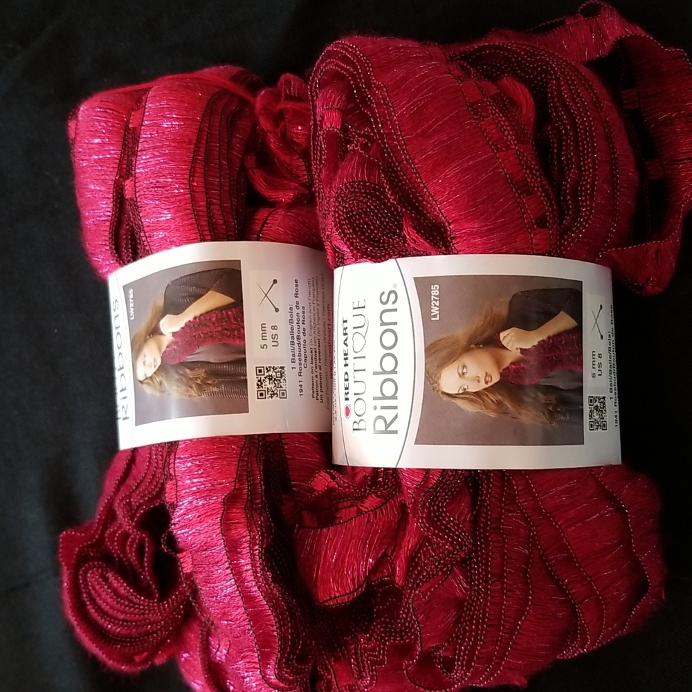 Red Heart Boutique Ribbon Yarn (Fire, Fireworks, Marble, Rosebud, Sangria 2 ea.) - Picture 2 of 11